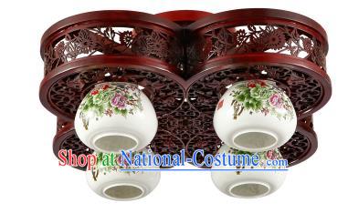 Traditional Chinese Porcelain Ceiling Palace Lanterns Handmade Four-pieces Lantern Ancient Lamp