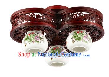 Traditional Chinese Porcelain Ceiling Palace Lanterns Handmade Three-pieces Lantern Ancient Lamp