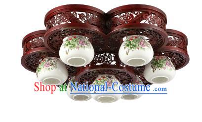 Traditional Chinese Porcelain Ceiling Palace Lanterns Handmade Seven-pieces Lantern Ancient Lamp