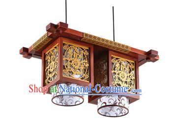 Traditional Chinese Wood Carving Hanging Ceiling Palace Lanterns Handmade Two-pieces Lantern Ancient Lamp