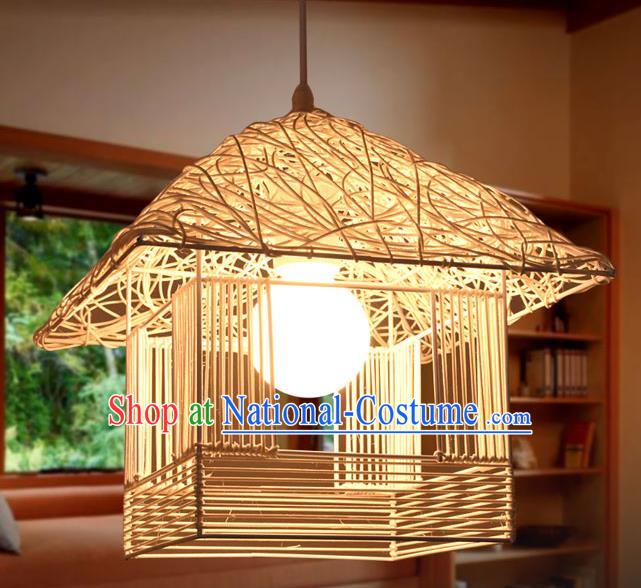 Traditional Chinese Straw Braid Hanging Lanterns Handmade Ceiling Lantern Ancient Lamp