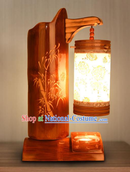 Traditional China Carving Bamboo Lanterns Handmade Lantern Ancient Desk Lamp