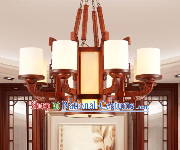 Traditional Chinese Wood Ceiling Lanterns Ancient Handmade Eight-Lights Lantern Ancient Lamp