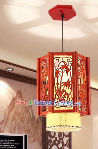 Traditional Asian Wood Carving Bamboo Lanterns Handmade Ceiling Lantern Ancient Hanging Lamp