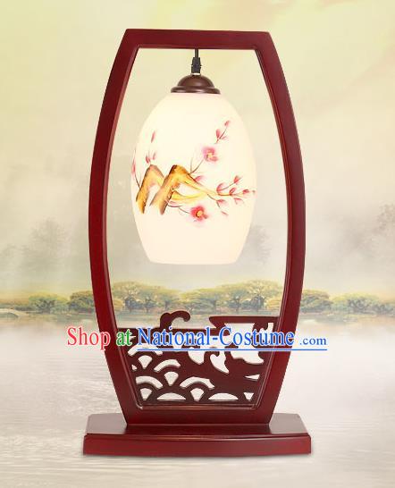 Traditional China Ancient Wood Table Lanterns Handmade Printing Plum Blossom Lantern Ancient Lamp