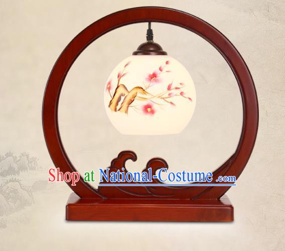 Traditional China Ancient Wood Lanterns Handmade Printing Plum Blossom Table Lantern Ancient Lamp