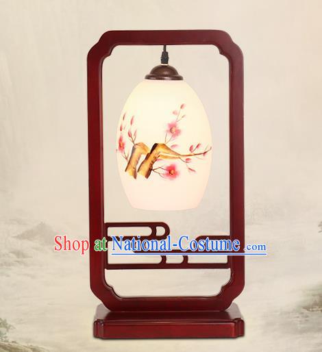 Traditional China Ancient Wood Lanterns Handmade Painting Plum Blossom Table Lantern Ancient Lamp