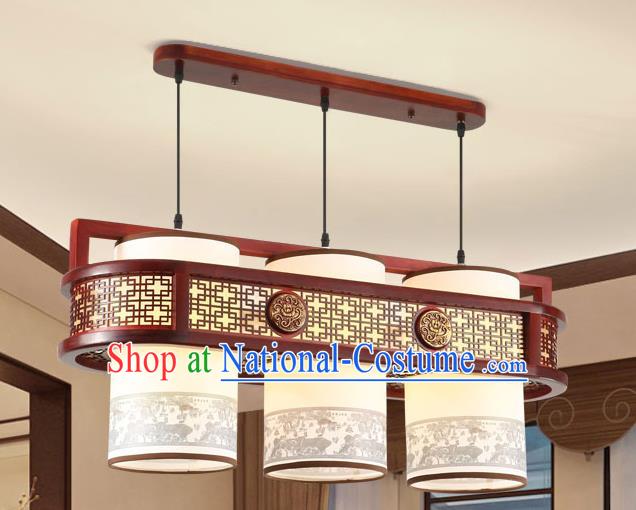 Traditional Chinese Wood Palace Ceiling Lanterns Handmade Painting Hanging Lantern Ancient Lamp