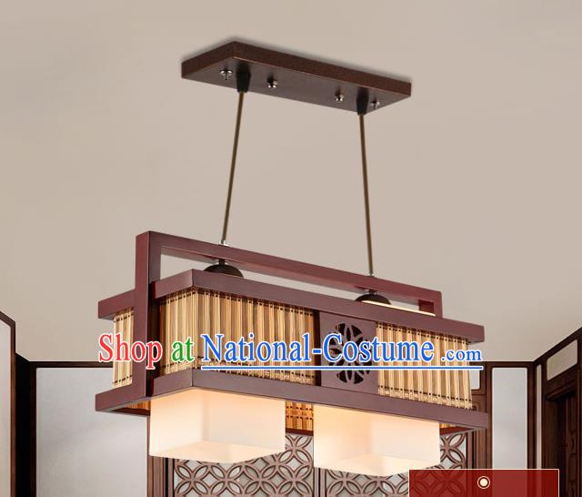 Traditional Chinese Wood Palace Ceiling Lanterns Handmade Two-Lights Hanging Lantern Ancient Lamp