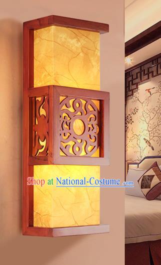 Traditional China Ancient Wood Carving Yellow Wall Lanterns Handmade Lantern Ancient Lamp