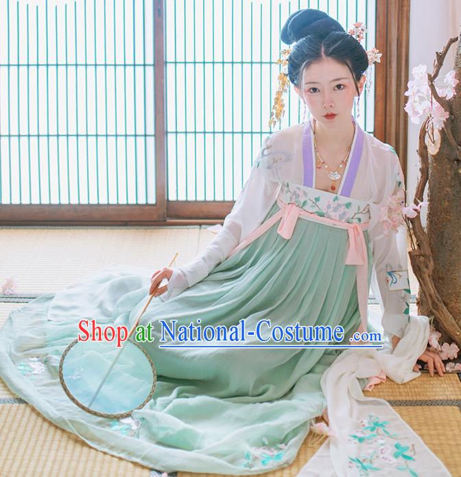 China Historical Tang Dynasty Imperial Concubine Costume Ancient Palace Lady Embroidered Dress for Women