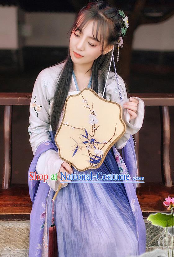 Chinese Ancient Historical Embroidered Costume Tang Dynasty Princess Dress for Women