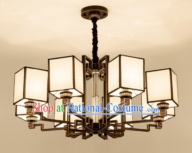 Traditional Handmade Chinese Brass Palace Lanterns Ancient Eight-Lights Ceiling Lantern Ancient Lamp