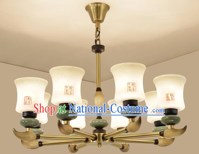 Traditional Handmade Chinese Porcelain Palace Lanterns Ancient Eight-Lights Ceiling Lantern Ancient Lamp