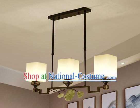 Traditional Handmade Chinese Iron Palace Lanterns Ancient Three-Lights Porcelain Ceiling Lantern Ancient Lamp