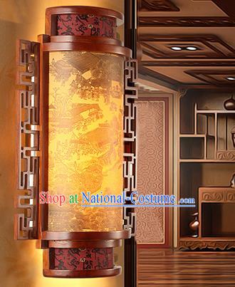 China Handmade Parchment Wall Lantern Painting Wood Lanterns Traditional Lamp