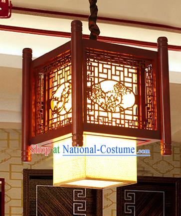 Traditional Chinese Handmade Wood Carving Chrysanthemum Lantern Asian Ceiling Lanterns Ancient Lantern