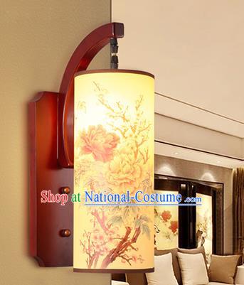 China Handmade Parchment Wall Lantern Painting Peony Lanterns Traditional Lamp