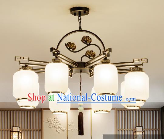 Traditional Handmade Chinese Iron Carving Hanging Lanterns Ancient Eight-Lights Ceiling Lantern Ancient Lamp