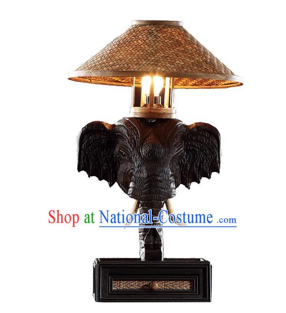 Handmade Thailand Elephant Desk Lantern Asian Lanterns Religion Carving Lantern Traditional Lamp