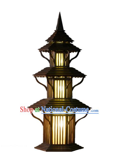 Handmade Thailand Pagoda Lantern Asian Wood Lanterns Floor Lantern Traditional Lamp