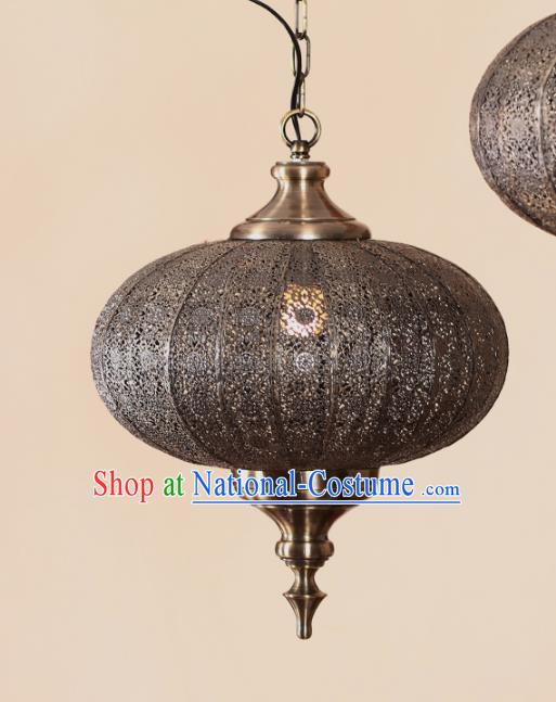 Traditional Thailand Handmade Pierced Iron Hanging Lantern Southeast Asian Ceiling Lanterns Religion Lantern