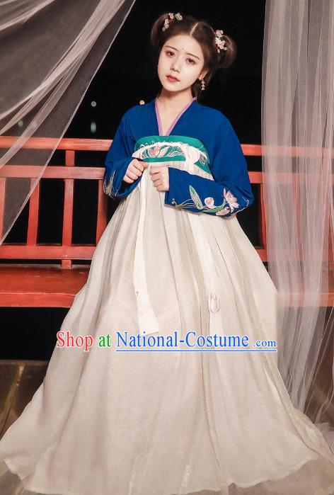 China Ancient Tang Dynasty Nobility Lady Embroidered Dress Costume for Women