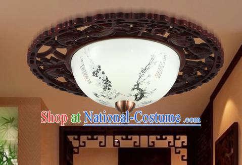 Traditional Chinese Handmade Ceramics Lantern Asian Wood Painting Plum Blossom Ceiling Lanterns Ancient Lantern