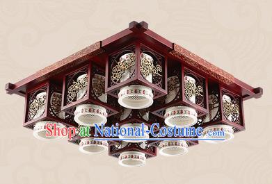 Traditional Chinese Handmade Nine-Lights Lantern Asian Wood Carving Ceiling Lanterns Ancient Lantern