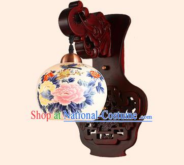 China Handmade Painted Ceramics Lantern Ancient Wood Wall Lanterns Traditional Lamp