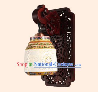 China Handmade Pierced Ceramics Lantern Ancient Wood Wall Lanterns Traditional Lamp