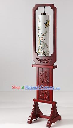 China Handmade Painting Butterfly Ceramics Floor Lantern Ancient Wood Lanterns Traditional Lamp