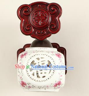 China Handmade Palace Lanterns Ceramics Wall Lantern Ancient Wood Lanterns Traditional Lamp