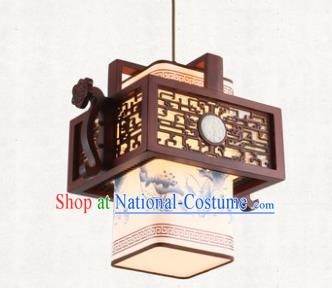 Traditional Chinese Handmade Hanging Lantern Painting Lotus Wood Lantern Ancient Palace Ceiling Lanterns