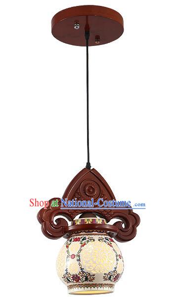 Traditional Chinese Handmade Hanging Lantern Wood Fish Lantern Ancient Palace Ceiling Lanterns