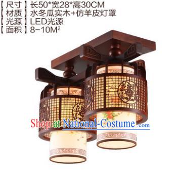 Traditional Chinese Handmade Two-Lights Lantern Wood Carving Lantern Ancient Palace Ceiling Lanterns