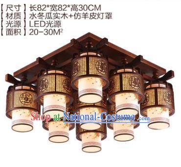 Traditional Chinese Handmade Nine-Lights Lantern Wood Carving Lantern Ancient Palace Ceiling Lanterns