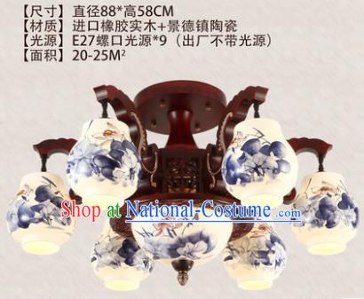 Traditional Chinese Handmade Six-Lights Lantern Painting Lotus Lantern Ancient Palace Ceiling Lanterns