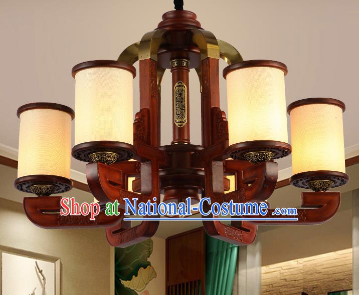 Traditional Chinese Handmade Lantern Six-Lights Wood Palace Lantern Ancient Ceiling Lanterns