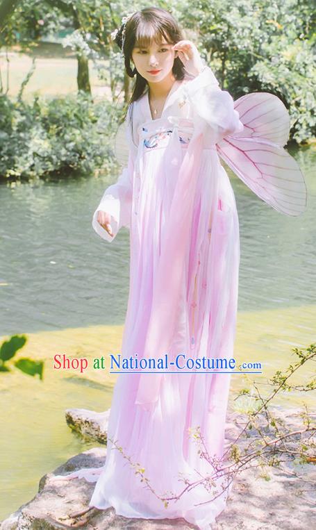 Chinese Tang Dynasty Palace Lady Embroidered Dress Ancient Princess Costume for Women