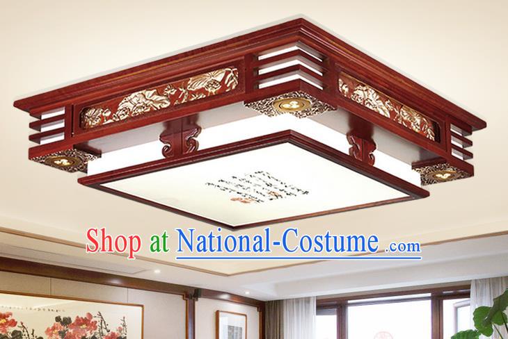 Traditional Chinese Handmade Carving Lantern Palace Square Ceiling Lanterns Ancient Wood Lamp