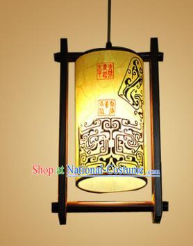 Traditional Chinese Handmade Painted Palace Lantern Hanging Lanterns Ancient Wood Lamp