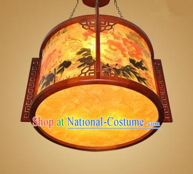 Traditional Chinese Hanging Palace Lantern Handmade Painting Peony Ceiling Lanterns Ancient Lamp