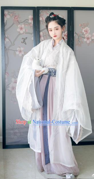 Ancient Chinese Jin Dynasty Princess Hanfu Costume Embroidered Dress for Women