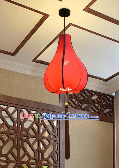 Traditional Chinese Red Fabrics Palace Lantern Handmade Hanging Lanterns Ancient Lamp