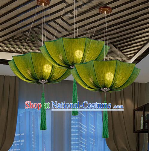 Traditional Chinese Green Umbrella Palace Lantern Handmade Ceiling Lanterns Ancient Lamp