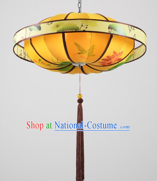 Traditional Chinese Painting Birds Lotus Palace Lantern Handmade Ceiling Lanterns Ancient Lamp