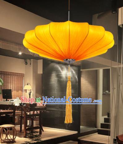 Traditional Chinese Orange Palace Lantern Handmade Hanging Lanterns Ancient Fabrics Lamp