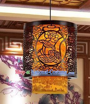 Traditional Chinese Carving Lotus Palace Lantern Handmade Ceiling Lanterns Ancient Lamp