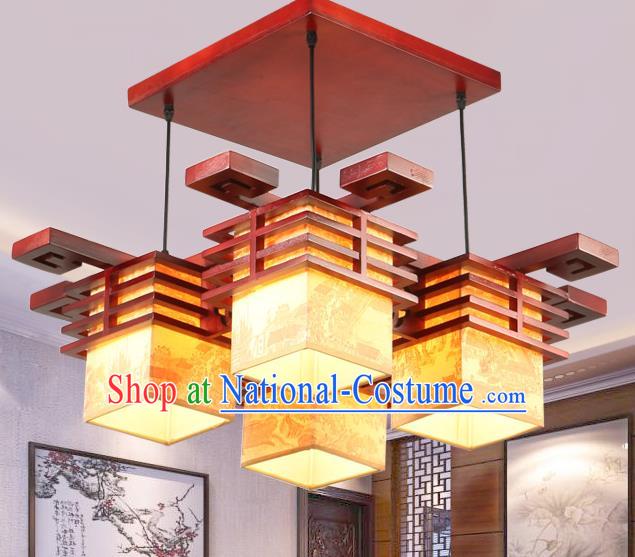 Top Grade Handmade Four-Lights Palace Lanterns Traditional Chinese Lantern Ancient Ceiling Lanterns